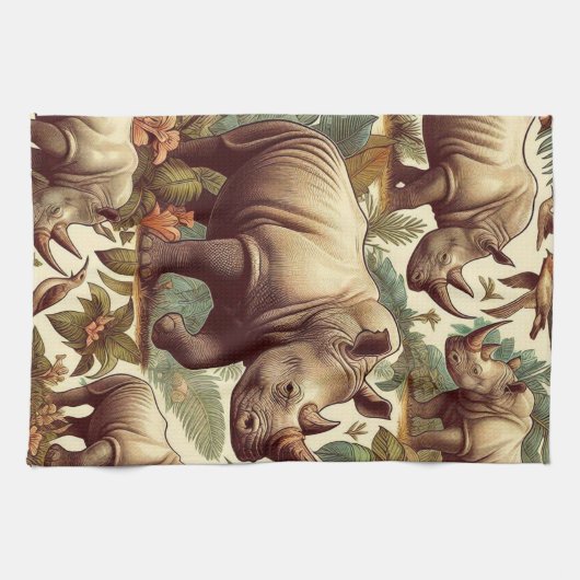  neushoorn naadloos theedoek (Horizontaal)