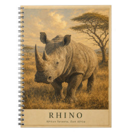 Neushoorn Oost-Afrikaanse savanne VINTAGE Notitieboek