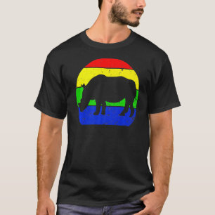 neushoorn Retro Dierlijk Silhouet 60s 70 T-shirt