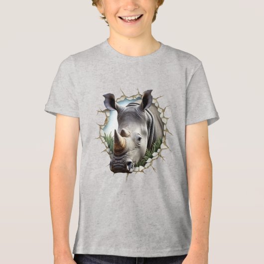 Neushoorn Tri-Blend Shirt (Voorkant)