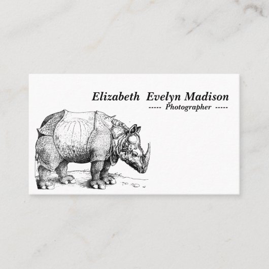 neushoorn van dürer visitekaartje (Voorkant)