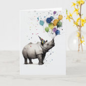 Neushoorn Verjaardagskaart Kaart (Gele Bloem)