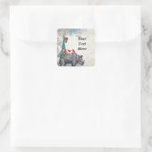 neushoorn vierkante sticker (Tas)