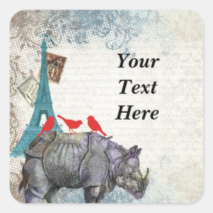 neushoorn vierkante sticker
