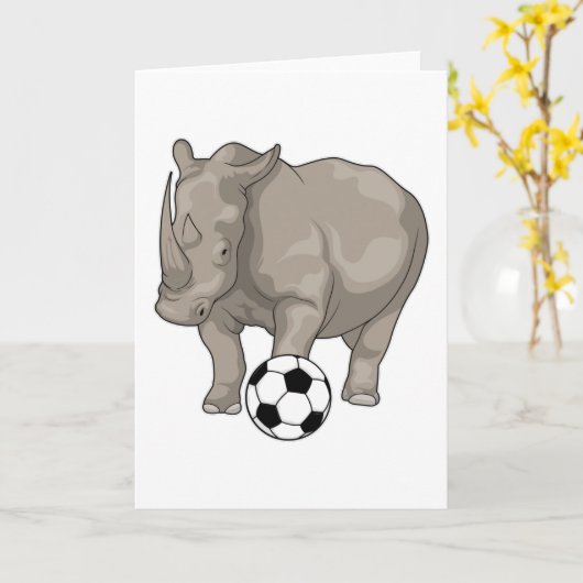 Neushoorn Voetballer Voetbal Kaart (Gele Bloem)