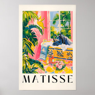 Neushoornprint, Roze Tropische Decor, Matisse Post Poster