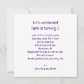 Neushoorns vieren, neushoorn verjaardagsuitnodigin kaart (Achterkant)