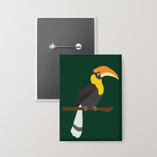 Neushoornvogel Button (Voorkant / Achterkant)