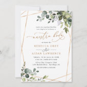 Neustra Boda Rustic Greenery Gold Wedding Kaart (Voorkant)