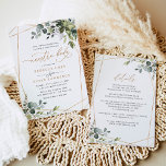 Neustra Boda Rustic Greenery Gold Wedding Kaart<br><div class="desc">Dit elegante collectie is uitgerust met gemengde groenbladeren van de waterverf,  die in combinatie zijn met een klasbare serif- en delicate sans-lettertype in zwart,  met ruimte om details op de achterzijde toe te voegen. Overeenkomende objecten beschikbaar.</div>