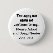 Neuter Spay keurt de Button van het Citaat van Pet (Voorkant)