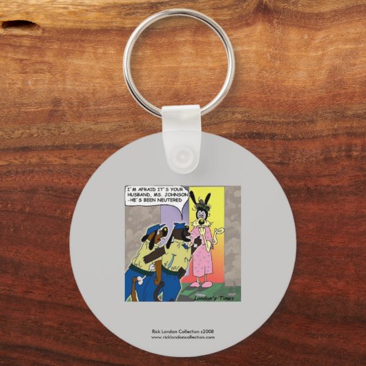 Neutered Dog Funny Cartoon Sleutelhanger (Voorkant)