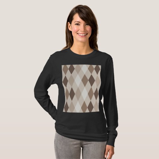 Neutraal Aardetoneel Harlekijn Diamant T-shirt (Voorkant volledig)