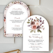 Neutraal aards taupe bloem alles in één bruiloft kaart