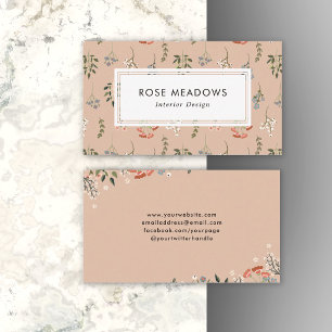 Neutraal Abstract Boho Wilde Bloemen Patroon Visitekaartje