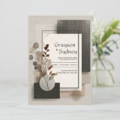 Neutraal Abstract Botanisch Huwelijk Kaart (Staand voorkant)