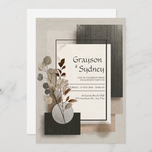 Neutraal Abstract Botanisch Huwelijk Kaart (Voorkant / Achterkant)