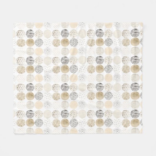 Neutraal Abstract cirkelpatroon Fleece Deken (Voorkant (Horizontaal))
