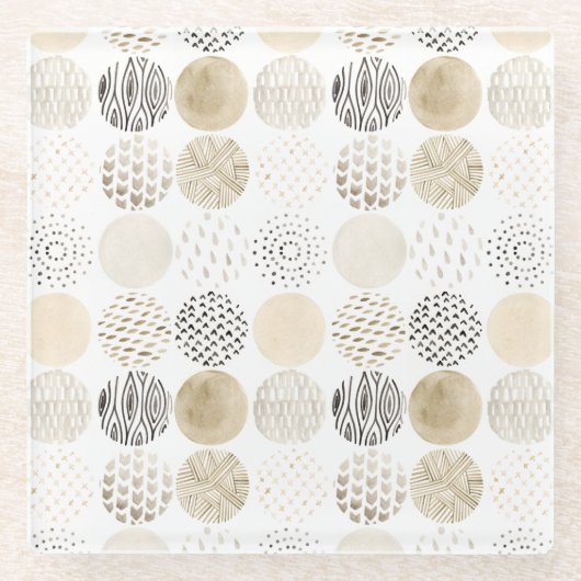 Neutraal Abstract cirkelpatroon Glazen Onderzetter (Voorkant)