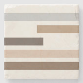 Neutraal Abstract geometrisch streeppatroon Stenen Onderzetter (Voorkant)