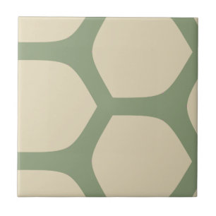 Neutraal Abstract Groen & Beige Minimaal Patroon Tegeltje