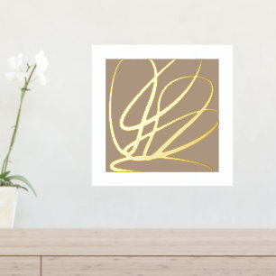 Neutraal Abstract Modern Goud Ovale Vormen Folie Afdrukken