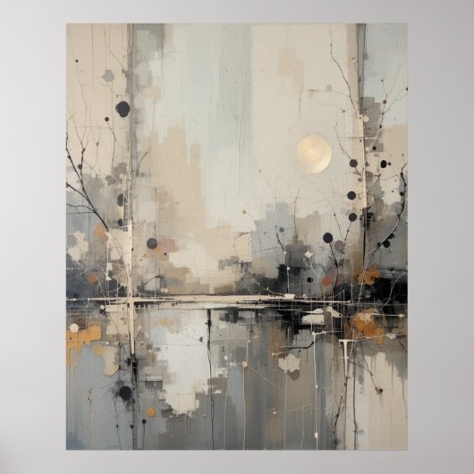 Neutraal Abstract Natuur Poster | soulvolle kunst (Voorkant)