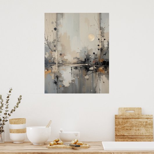 Neutraal Abstract Natuur Poster | soulvolle kunst (Keuken)