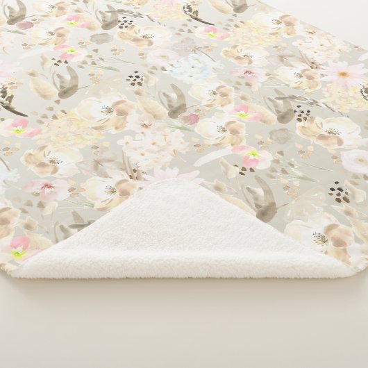  neutraal abstract roze roze roze flororaal sherpa deken (3/4)