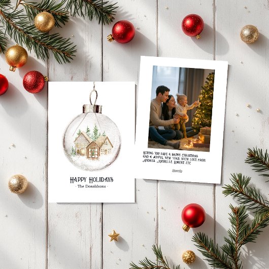 Neutraal aquarel kerstbal foto Kerstmis Feestdagenkaart