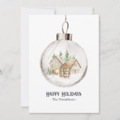 Neutraal aquarel kerstbal foto Kerstmis Feestdagenkaart (Voorkant)