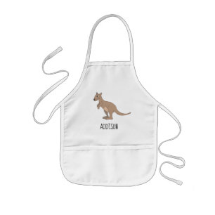 Neutraal Australia Cute Kangaroo Doodle & Name Kinder Schort