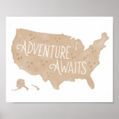 Neutraal avontuur wacht op Kinder decor van US Map Poster (Voorkant)