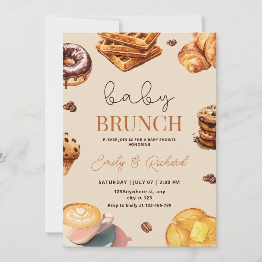 Neutraal Baby Brunch Baby shower Uitnodigen, Ontbi Kaart (Voorkant)