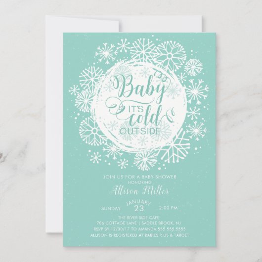 Neutraal Baby Het is koud buiten Uitnodiging (Voorkant)