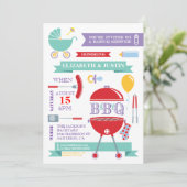 Neutraal baby - Modern BBQ Shower Invitation Kaart (Staand voorkant)
