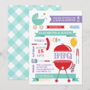 Neutraal baby - Modern BBQ Shower Invitation Kaart