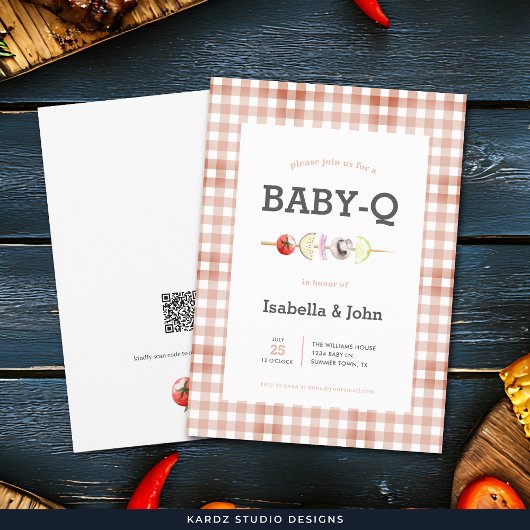 Neutraal Baby Q Barbecue Baby shower Uitnodiging
