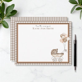 Neutraal Baby shower Bedankt Opmerking Kaarten Notitiekaartje