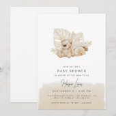 Neutraal Baby shower Beige Uitnodiging (Voorkant / Achterkant)