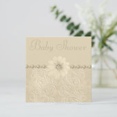 Neutraal  Baby shower Bling Flowers & Pearls Kaart (Staand voorkant)