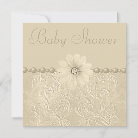Neutraal  Baby shower Bling Flowers & Pearls Kaart (Voorkant)
