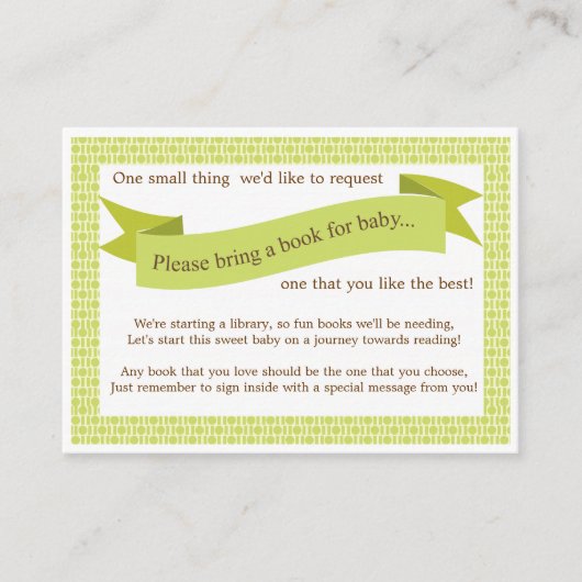 Neutraal Baby shower Boek Invoegen Verzoek Kaart G (Voorkant)