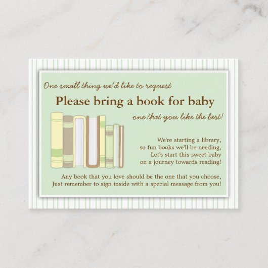 Neutraal Baby shower Boek Invoegen Verzoek Kaart M (Voorkant)