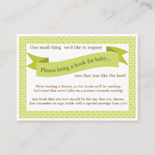 Neutraal Baby shower Book Insert Request Card Gree Informatiekaartje