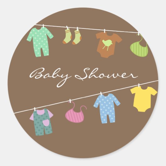 Neutraal Baby shower Bruine Sticker (Voorkant)