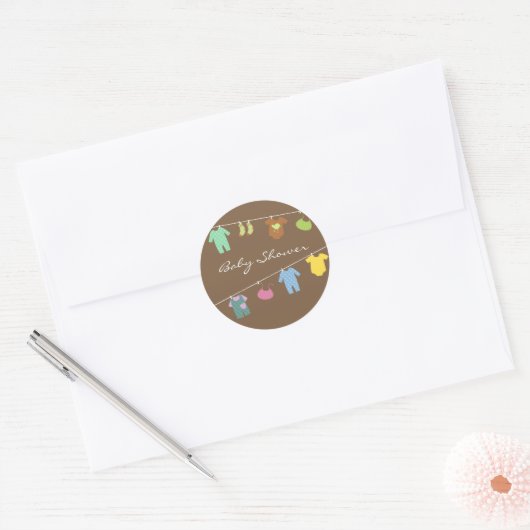 Neutraal Baby shower Bruine Sticker (Envelop)