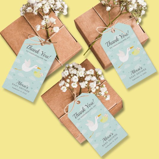 Neutraal Baby shower Bundle Stork Yellow Cadeaulabel
