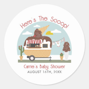Neutraal Baby shower Chocolate Ice Cream Truck Ronde Sticker