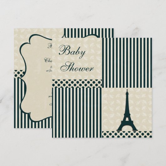 Neutraal Baby shower classy Eiffeltoren Kaart (Voorkant / Achterkant)